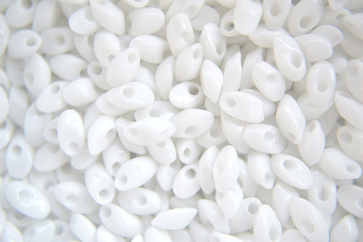 10g MIYUKI Long Magatama Japanese Beads 4x7mm Opaque Chalk White Beadacious