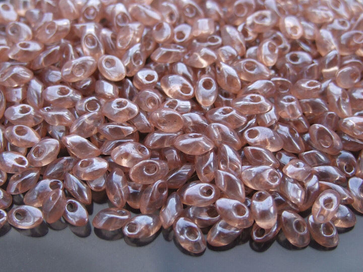 10g MIYUKI Long Magatama Japanese Beads 4x7mm Transparent Smoky Rosaline Beadacious