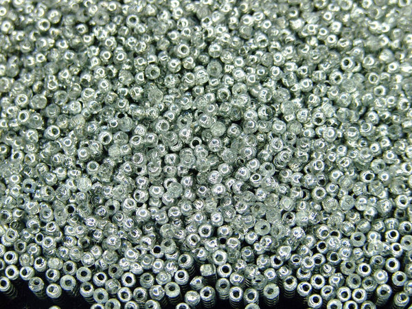 10g Matubo 11/0 Round Czech Seed Beads 2mm Half Silver Beadacious