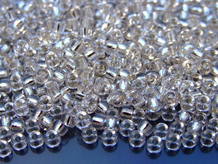 10g Matubo 6/0 Round Czech Seed Beads 4mm Crystal Silver Lined Beadacious