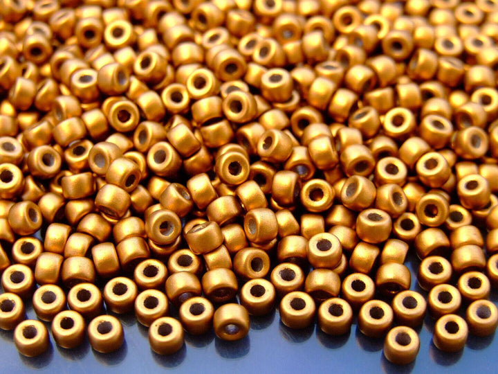 10g Matubo 6/0 Round Czech Seed Beads 4mm Matte Metallic Antique Gold Beadacious