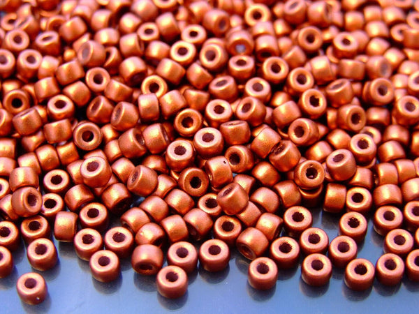 10g Matubo 6/0 Round Czech Seed Beads 4mm Matte Metallic Dark Copper Beadacious