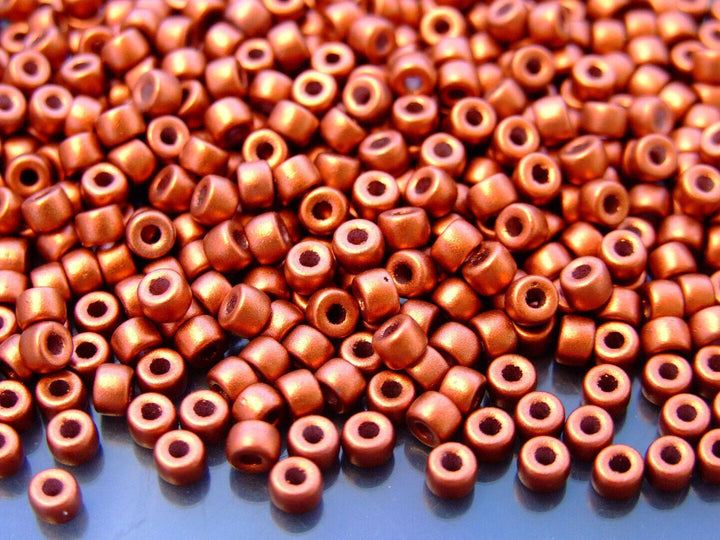 10g Matubo 6/0 Round Czech Seed Beads 4mm Matte Metallic Dark Copper Beadacious