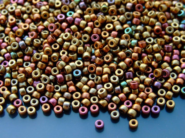 10g Matubo 8/0 Round Czech Seed Beads 3mm Bronze Rainbow B Beadacious