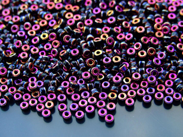 10g Matubo 8/0 Round Czech Seed Beads 3mm Jet Full Sliperit Beadacious