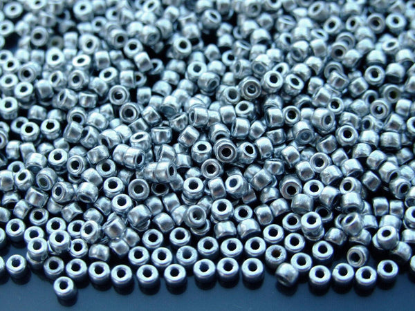 10g Matubo 8/0 Round Czech Seed Beads 3mm Matte Metallic Silver Beadacious