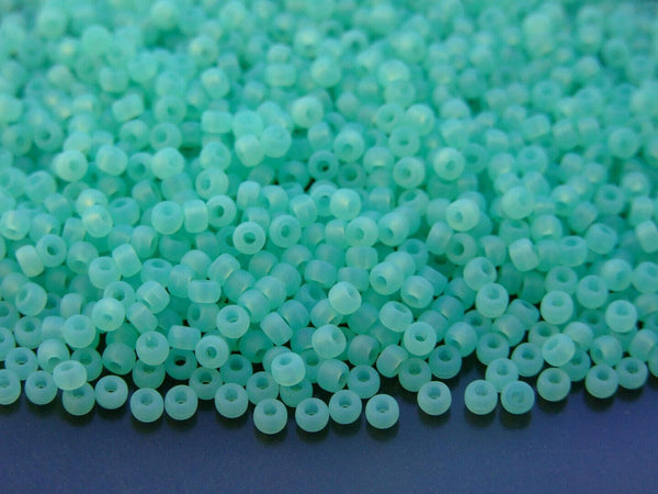 10g Matubo 8/0 Round Czech Seed Beads 3mm Opal Aqua Matt Beadacious