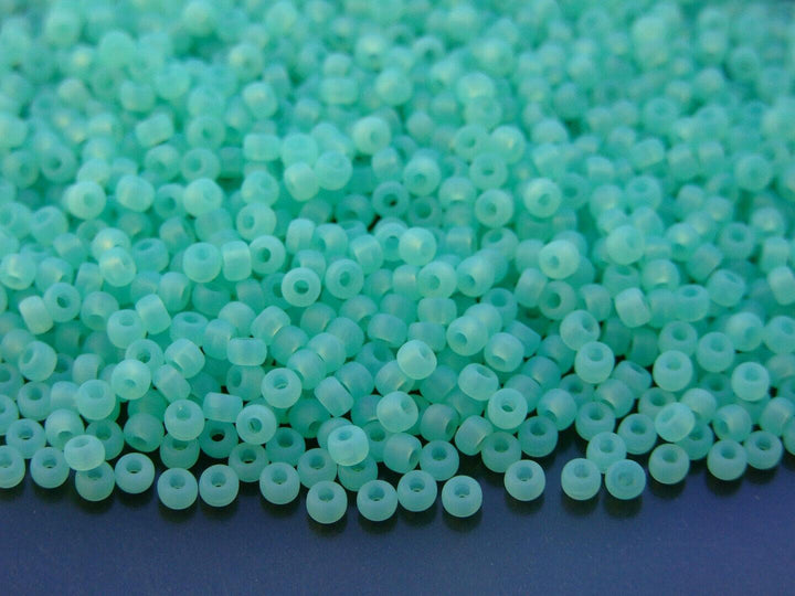 10g Matubo 8/0 Round Czech Seed Beads 3mm Opal Aqua Matt Beadacious