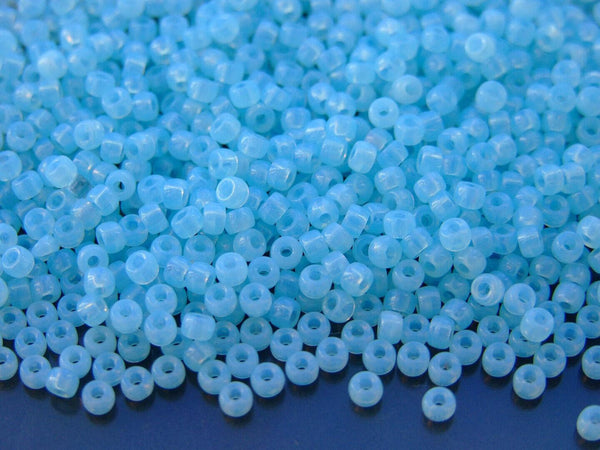 10g Matubo 8/0 Round Czech Seed Beads 3mm Opal Aquamarine Beadacious