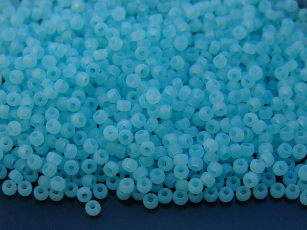 10g Matubo 8/0 Round Czech Seed Beads 3mm Opal Aquamarine Matte Beadacious