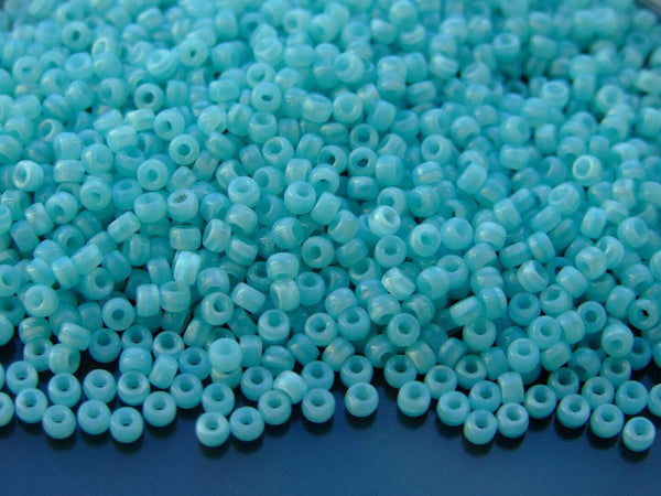 10g Matubo 8/0 Round Czech Seed Beads 3mm Opal Seafoam Beadacious