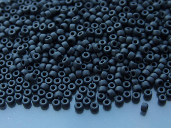 10g Matubo 8/0 Round Czech Seed Beads 3mm Opaque Jet Matt Beadacious