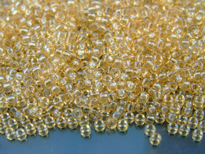 10g Matubo 8/0 Round Czech Seed Beads 3mm Transparent Champagne Luster Beadacious