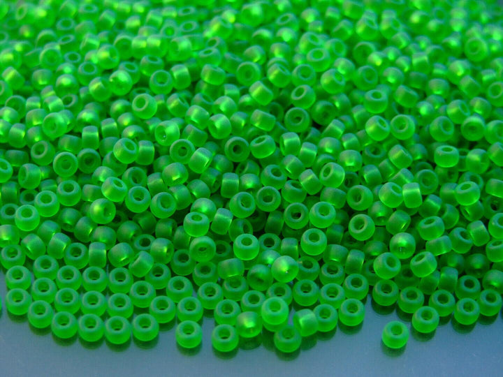 10g Matubo 8/0 Round Czech Seed Beads 3mm Transparent Chrysolite Matt Beadacious