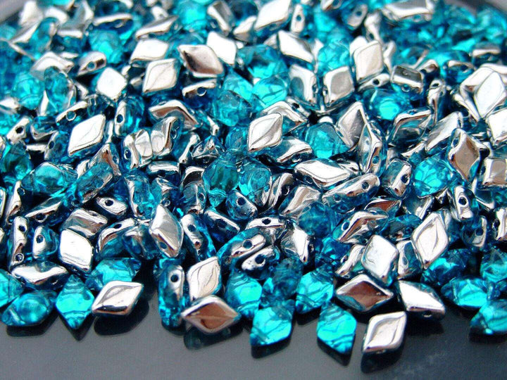 10g Matubo GemDuo Czech Seed Beads 5x8mm Backlit Aquamarine Beadacious