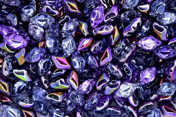 10g Matubo GemDuo Czech Seed Beads 5x8mm Magic Line Violet Gray Beadacious