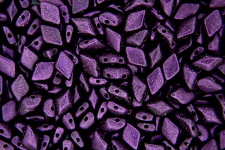 10g Matubo GemDuo Czech Seed Beads 5x8mm Metallic Suede Dark Purple Beadacious