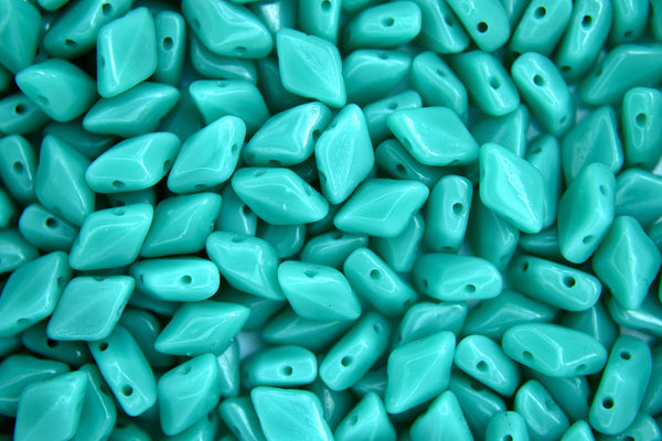 10g Matubo GemDuo Czech Seed Beads 5x8mm Opaque Green Turquoise Beadacious