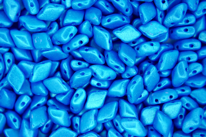 10g Matubo GemDuo Czech Seed Beads 5x8mm Pearl Coat Blue Wave Beadacious