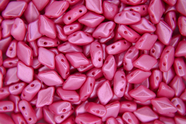 10g Matubo GemDuo Czech Seed Beads 5x8mm Pearl Shine Flamingo Pink Beadacious