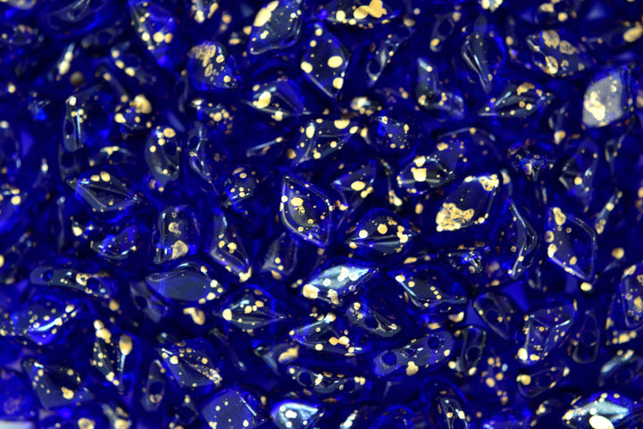 10g Matubo GemDuo Czech Seed Beads 5x8mm Transparent Cobalt Gold Splash Beadacious