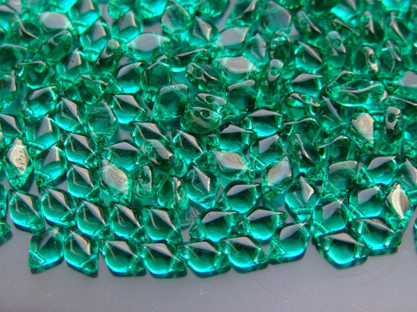 10g Matubo GemDuo Czech Seed Beads 5x8mm Transparent Emerald Beadacious