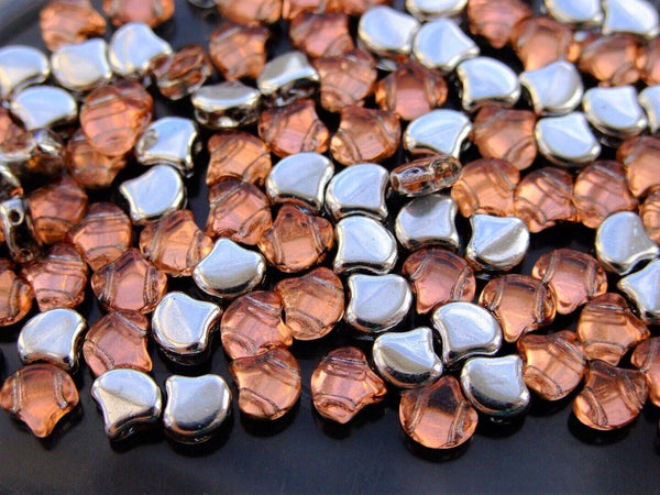 10g Matubo Ginko Duo Czech Seed Beads 7.5x7.5mm Backlit Peach Beadacious