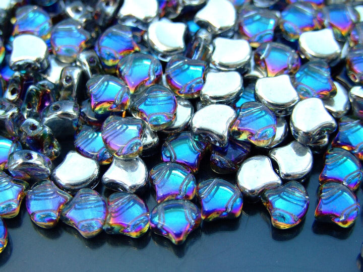 10g Matubo Ginko Duo Czech Seed Beads 7.5x7.5mm Backlit Petroleum Beadacious