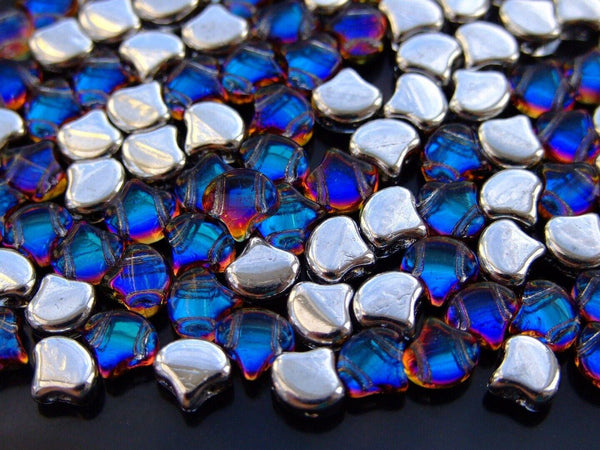 10g Matubo Ginko Duo Czech Seed Beads 7.5x7.5mm Backlit Petroleum Beadacious