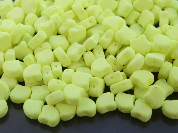 10g Matubo Ginko Duo Czech Seed Beads 7.5x7.5mm Bondeli Lemon Beadacious