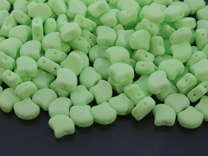 10g Matubo Ginko Duo Czech Seed Beads 7.5x7.5mm Bondeli Lime Beadacious