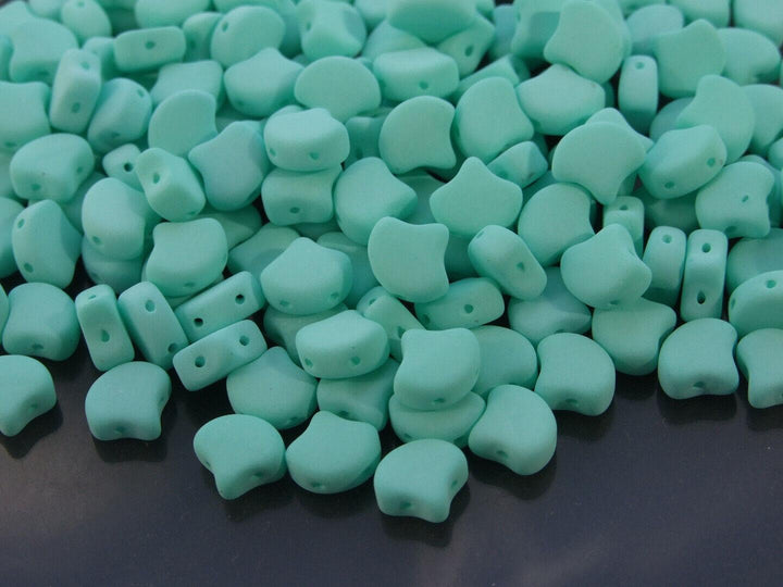 10g Matubo Ginko Duo Czech Seed Beads 7.5x7.5mm Bondeli Turquoise Beadacious