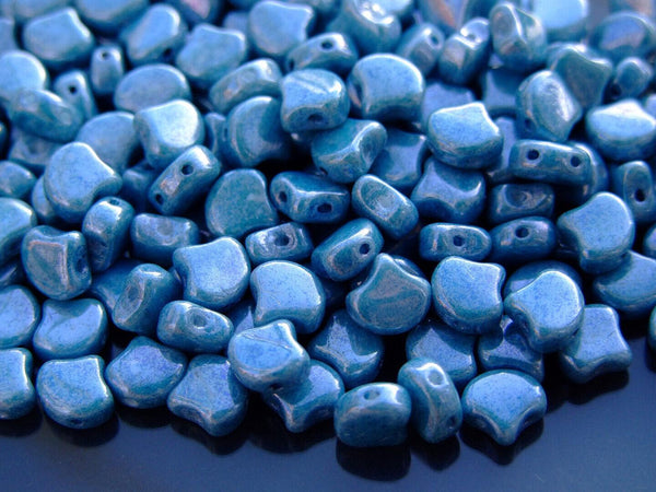 10g Matubo Ginko Duo Czech Seed Beads 7.5x7.5mm Chalk Blue Luster Beadacious