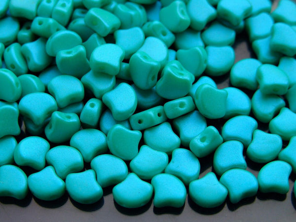 10g Matubo Ginko Duo Czech Seed Beads 7.5x7.5mm Chatoyant Sea Foam Green Beadacious