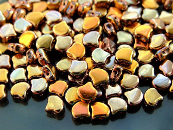 10g Matubo Ginko Duo Czech Seed Beads 7.5x7.5mm Double Sided Apollo Gold Beadacious