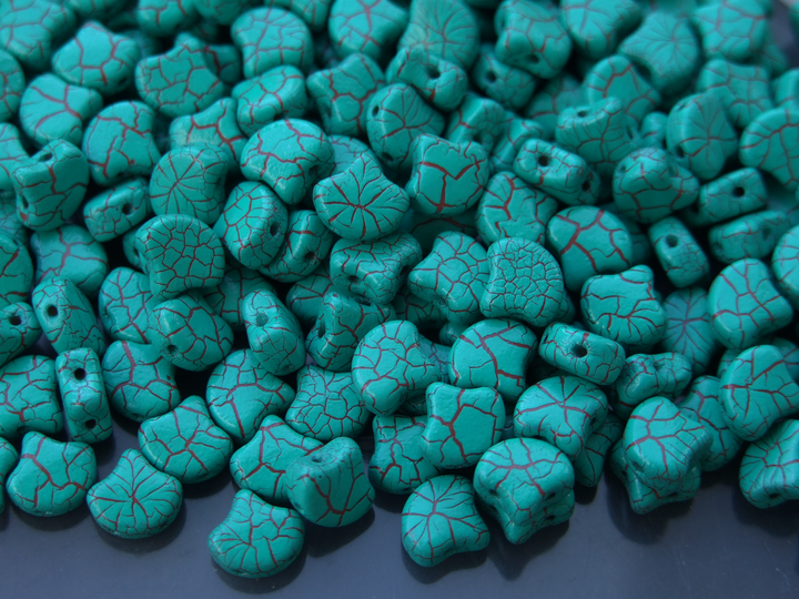 10g Matubo Ginko Duo Czech Seed Beads 7.5x7.5mm Ionic Turquoise Green Brown Beadacious