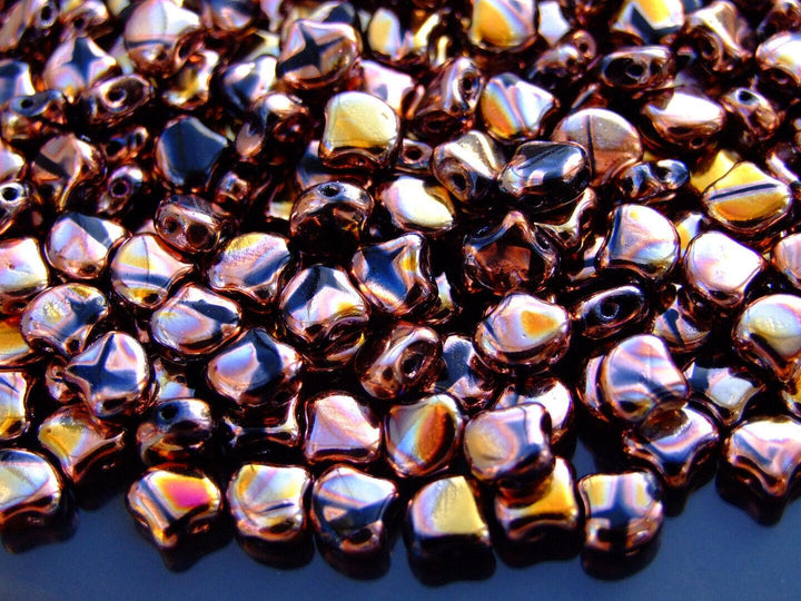 10g Matubo Ginko Duo Czech Seed Beads 7.5x7.5mm Jet Bronze Apollo Beadacious