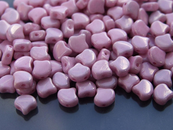 10g Matubo Ginko Duo Czech Seed Beads 7.5x7.5mm Luster Metallic Pink Beadacious