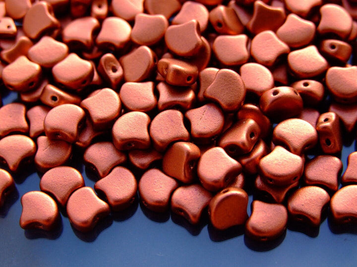 10g Matubo Ginko Duo Czech Seed Beads 7.5x7.5mm Matte Metallic Dark Copper Beadacious