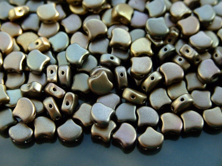 10g Matubo Ginko Duo Czech Seed Beads 7.5x7.5mm Matte Metallic Leather Beadacious