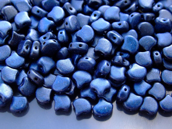 10g Matubo Ginko Duo Czech Seed Beads 7.5x7.5mm Metallic Suede Dark Blue Beadacious