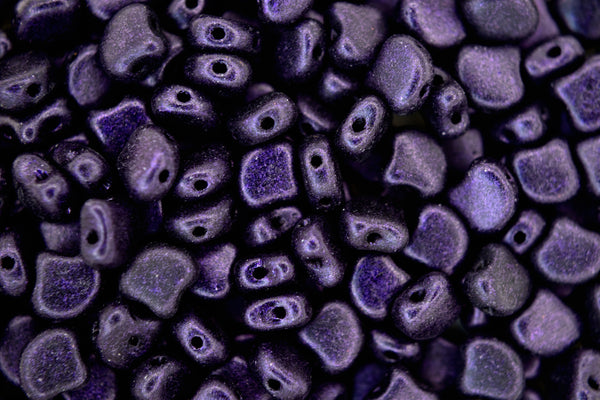 10g Matubo Ginko Duo Czech Seed Beads 7.5x7.5mm Metallic Suede Dark Purple Beadacious