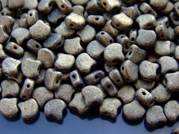 10g Matubo Ginko Duo Czech Seed Beads 7.5x7.5mm Metallic Suede Gold Beadacious