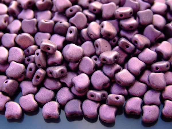 10g Matubo Ginko Duo Czech Seed Beads 7.5x7.5mm Metallic Suede Pink Beadacious