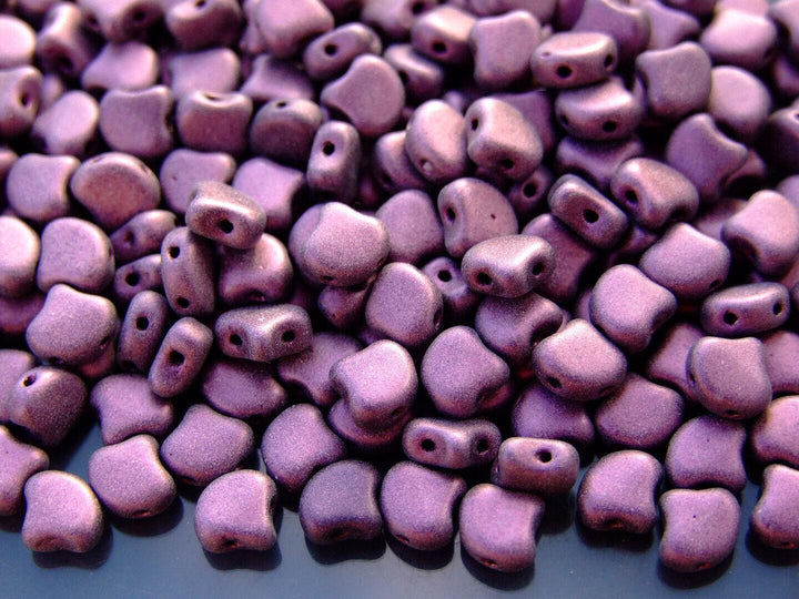 10g Matubo Ginko Duo Czech Seed Beads 7.5x7.5mm Metallic Suede Pink Beadacious