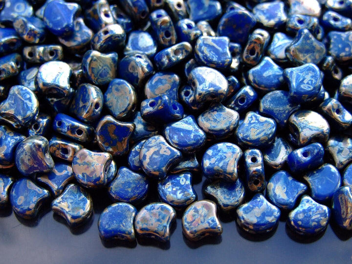 10g Matubo Ginko Duo Czech Seed Beads 7.5x7.5mm Opaque Blue Rembrandt Beadacious