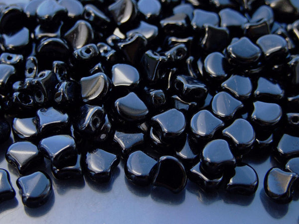 10g Matubo Ginko Duo Czech Seed Beads 7.5x7.5mm Opaque Jet Beadacious