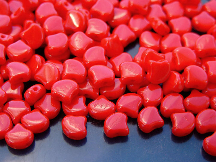 10g Matubo Ginko Duo Czech Seed Beads 7.5x7.5mm Opaque Red Beadacious