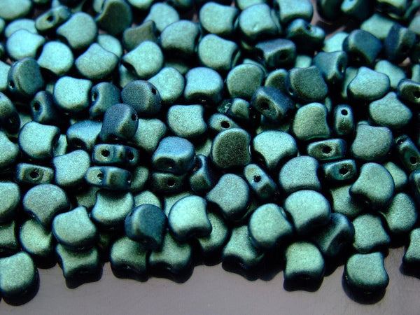 10g Matubo Ginko Duo Czech Seed Beads 7.5x7.5mm Polychrome Aqua Teal Beadacious