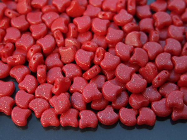 10g Matubo Ginko Duo Czech Seed Beads 7.5x7.5mm Stardance Cherry Tomato Beadacious